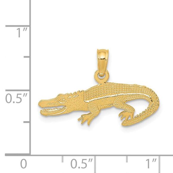 14k Yellow Gold Flat Alligator Pendant, 23mm (7/8 Inch) - Picture 3 of 4